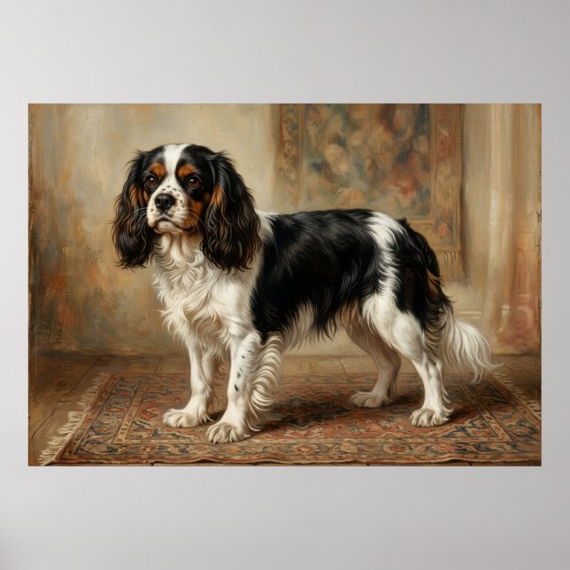 Poster Retrato em Pé do Cavalier King Charles Spaniel Po (Frente)