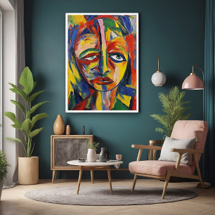 Poster Retrato Emocional Repressionista Negrito Abstrato