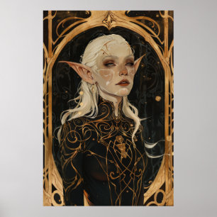 Poster Retrato Encantador de uma Mulher Madura Elven em W