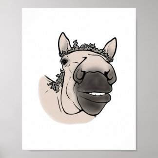 Poster Retrato Engraçado de Cavalo | Equestre Caprichoso