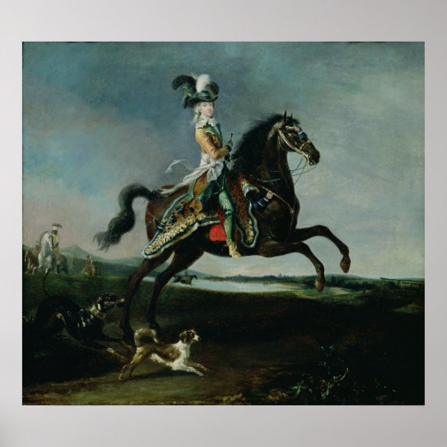 Póster Retrato Equestre de Marie-Antoinette (Frente)