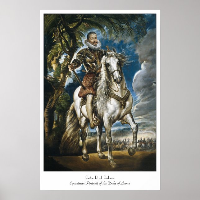 Póster Retrato Equestre do Duque de Lerma Rubens (Frente)