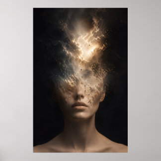 Poster Retrato Facial Etéreo Dissolvendo | Espírito Surre