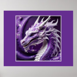 Poster Retrato Fantástico De Um Dragão Roxo E Branco