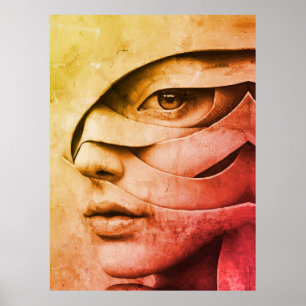 Poster Retrato Feminino Abstrato Contemporâneo