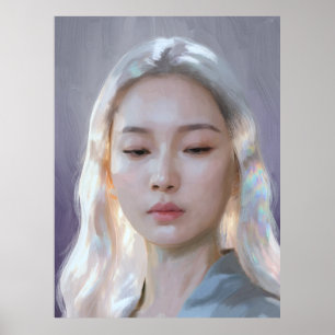 Poster Retrato Feminino Calmo e Sereno