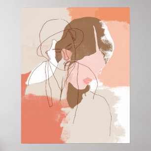 Poster Retrato Feminino Contorno Pintado