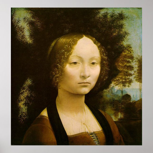 Poster Retrato feminino de Leonardo Da Vinci (Frente)