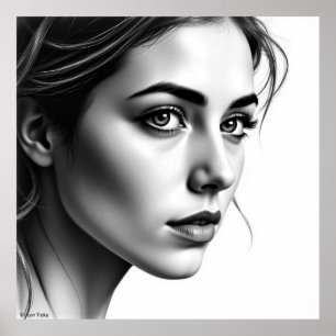 Poster Retrato feminino elegante - Preto e Branco