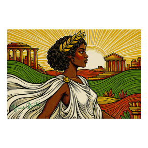 Póster Retrato Feminino Inspirado na Antiguidade
