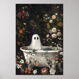 Poster Retrato Floral da Banheira Fantasma, Dark Academia