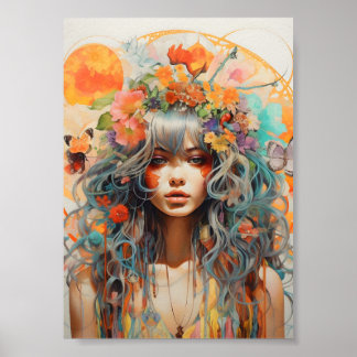 Poster Retrato Floral Iluminado pelo Sol