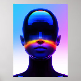 Poster Retrato Futurista em Pixel Art – Abstrato Digital