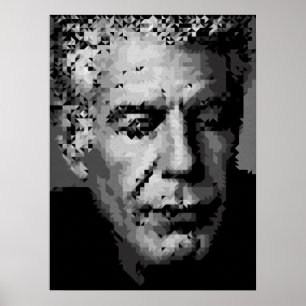 Poster Retrato Geométrico de Chef em Arte de Parede Preto