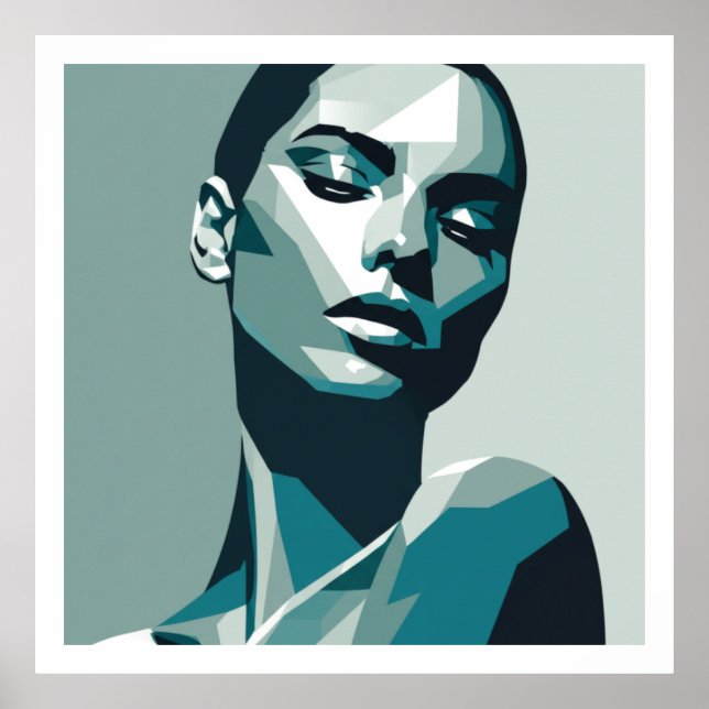 Poster Retrato Geométrico Elegante - Design abstrato (Frente)