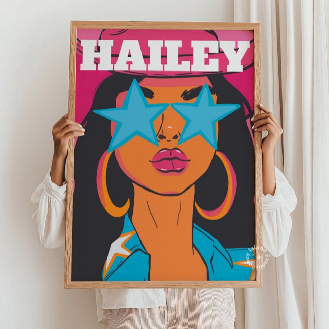 Poster Retrato Girassol Personalizado Decor Dorm (Custom Funky Girly Portrait Preppy Dorm Decor Red Hair)