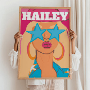 Poster Retrato Girassol Personalizado Preppy Dorm Decor B