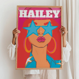 Poster Retrato Girassol Personalizado Preppy Dorm Decor R