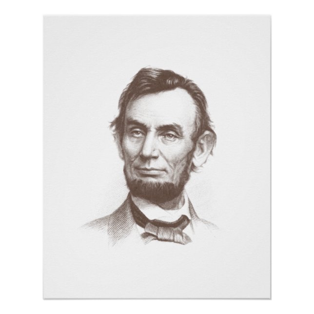 Póster Retrato Histórico do Presidente Abraham Lincoln (Frente)