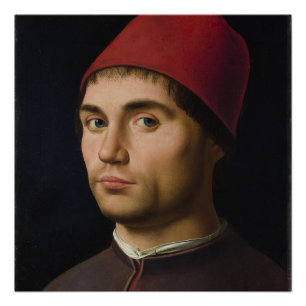 Póster Retrato Homem Antonello Messina pintura de arte vi