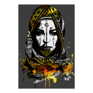 Póster Retrato Intricado de Mulher Tribal