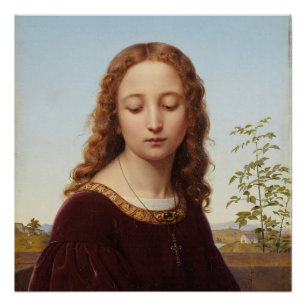 Póster Retrato Jovem Mulher Ernst Deger pintura de arte c