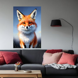 Poster Retrato legal e adorável de raposa vermelha | Arte