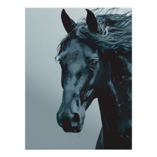 Póster Retrato Majestoso de Cavalo Preto