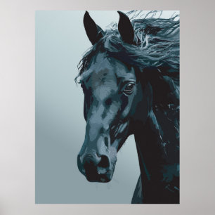 Poster Retrato Majestoso de Cavalo Preto