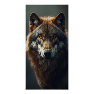 Póster Retrato Majestoso de Lobo Força & Confiança Real