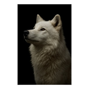 Póster Retrato Majestoso de Lobo Força & Confiança Real