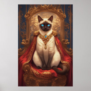 Poster Retrato Majestoso do Gato Siames Real