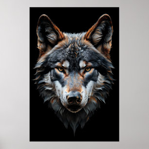 Poster Retrato Majestoso do Lobo - Arte Animal Hiperreal