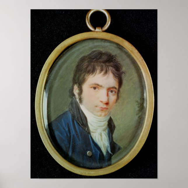 Póster Retrato Miniatura de Ludwig Van Beethoven , 1802 (Frente)