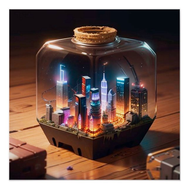 Póster Retrato Miniatura - Terrario Cidade Futurista (Frente)