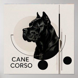 Poster Retrato Minimalista de Cão Cane Corso Moderno