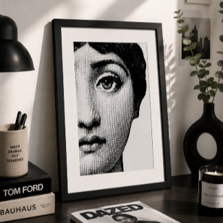 Poster Retrato Minimalista de Meia Face Preto e Branco