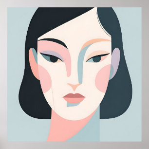 Poster Retrato Minimalista Geométrico de Mulher Abstrata