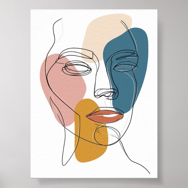 Poster Retrato mínimo com Abstrato de face Retrato com um (Frente)