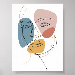 Poster Retrato mínimo com Abstrato de face Retrato com um