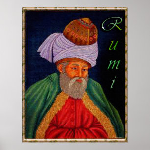 Póster Retrato místico de Sufi de Mevlana - Rumi