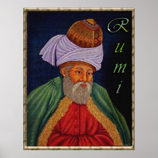 Póster Retrato Místico Sufi de Mevlana - Rumi (Frente)