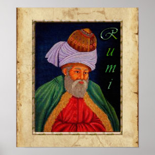 Poster Retrato Místico Sufi de Rumi em pergaminho busto B