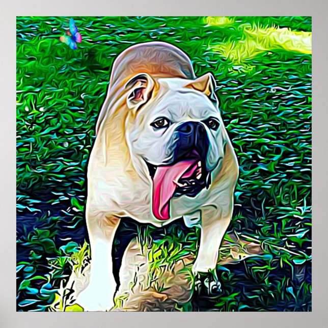 Poster Retrato moderno estilizado de buldogue (Frente)
