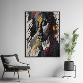 Poster Retrato Moderno Expressionista de Abstrato Negrito