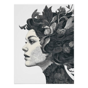 Póster Retrato monocromático de uso botânico