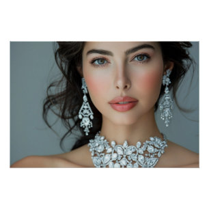 Póster Retrato Nupcial Elegante Radiância de Diamante