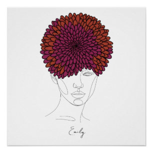 Póster Retrato Personalizado da Flor de Nascimento de Nov