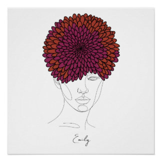 Póster Retrato Personalizado da Flor de Nascimento de Nov