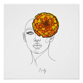 Póster Retrato Personalizado da Flor de Nascimento de Out